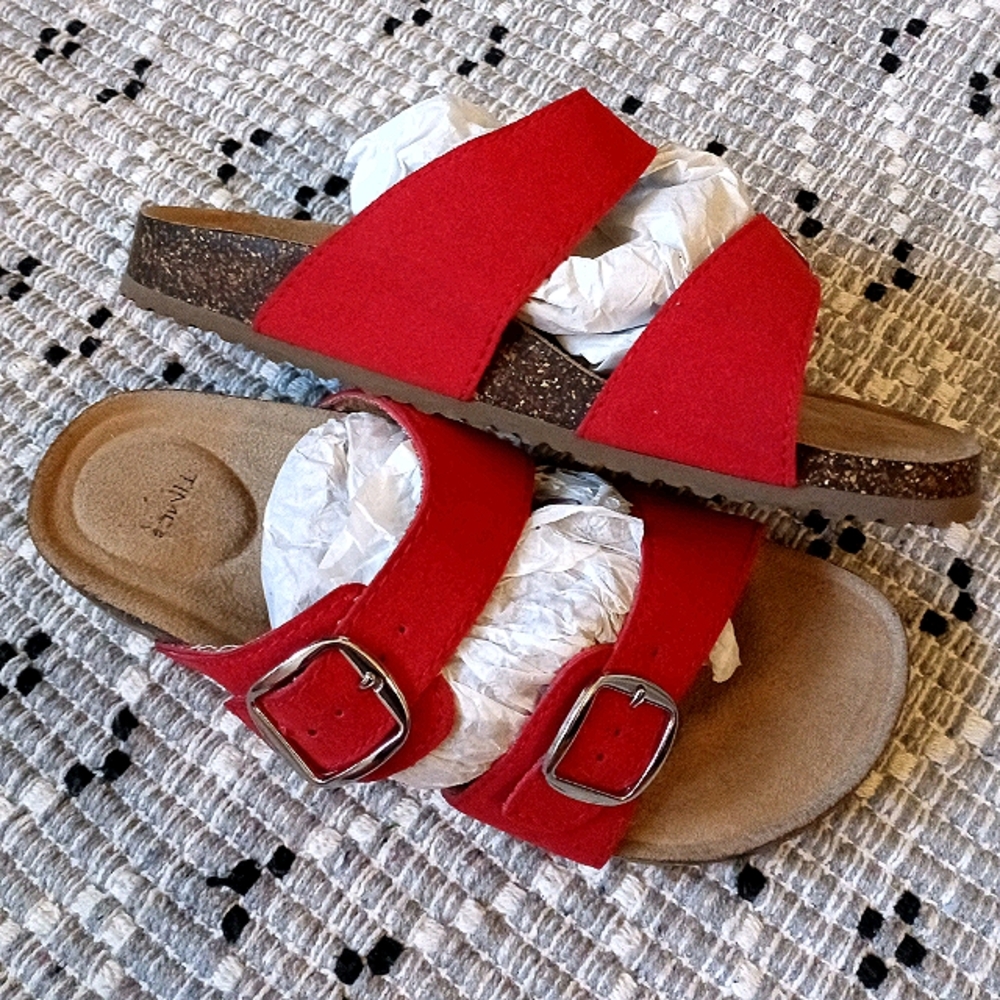 Red Thick Strap Sandals